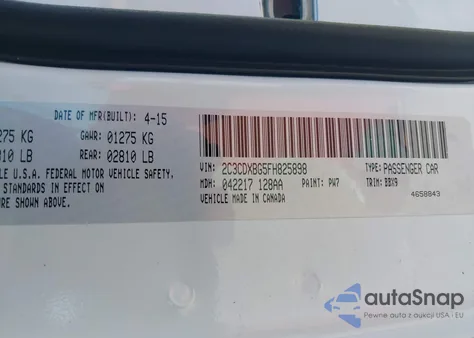 2015 Dodge Charger Se from USA, damaged, VIN 2C3CDXBG5FH825898